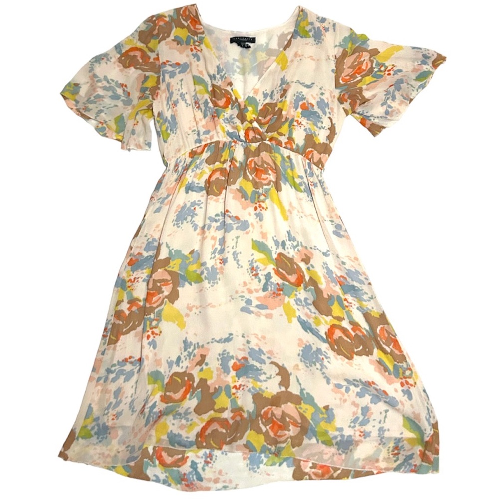 Anthropologie Sanctuary Coquette Floral V Line Dress
